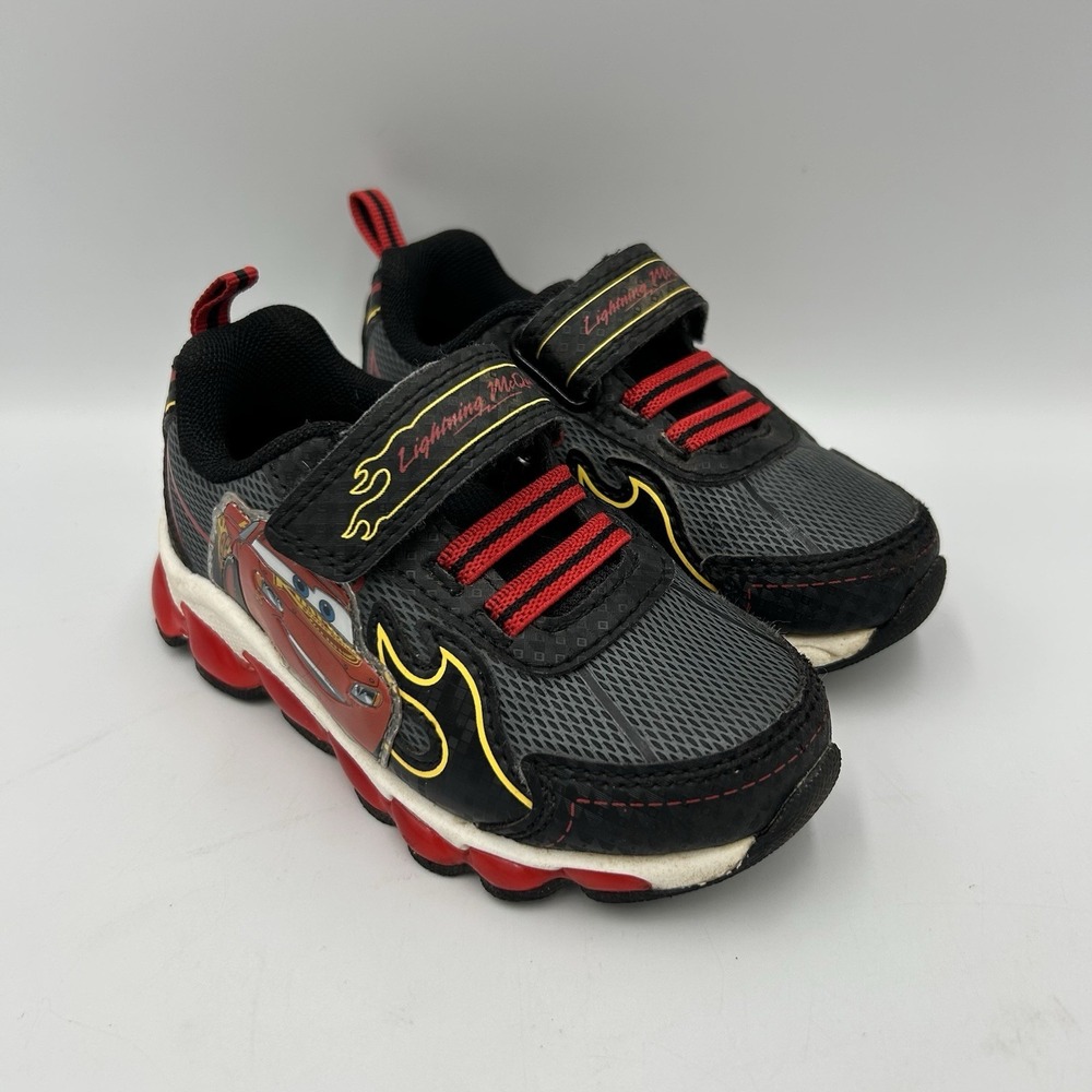 Disney Pixar Cars Little Boys Black/Red Lighted Sneaker Size 7‎ Y2K